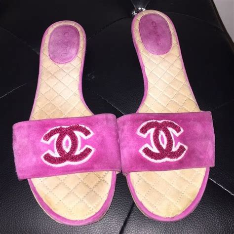 chanel badslippers|chanel suede sandals.